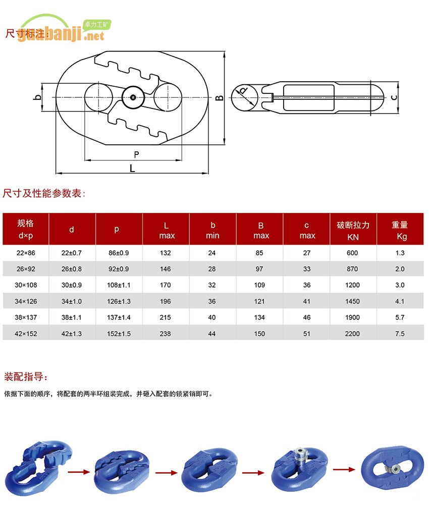 扁平弧齒型接鏈環(huán) 扁平環(huán) 弧齒環(huán)規(guī)格、尺寸、裝配指導(dǎo)